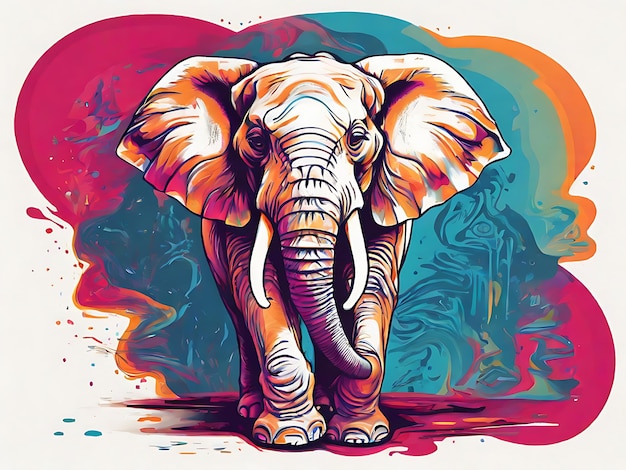 Photo a psychedelic graphic design of an elephant with multi colors