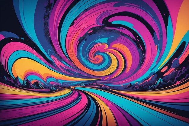 Photo psychedelic groove handdrawn trippy background with 80s90s vaporwave vibes
