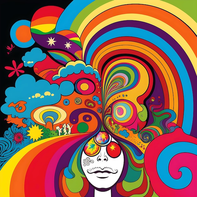 Psychedelic hippie man