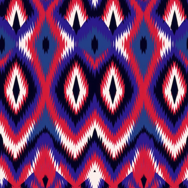 Psychedelic Ikat Pattern Fabric With Mesoamerican Influences