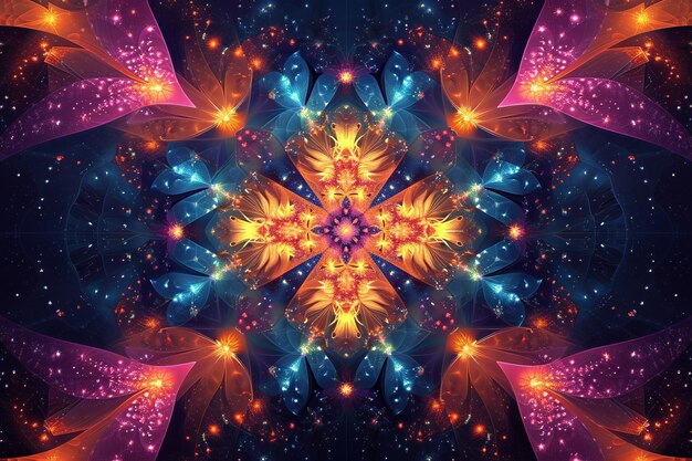 Психоделическая мандала фрактальный рисунок яркий неоновый винтажный декоративный элемент