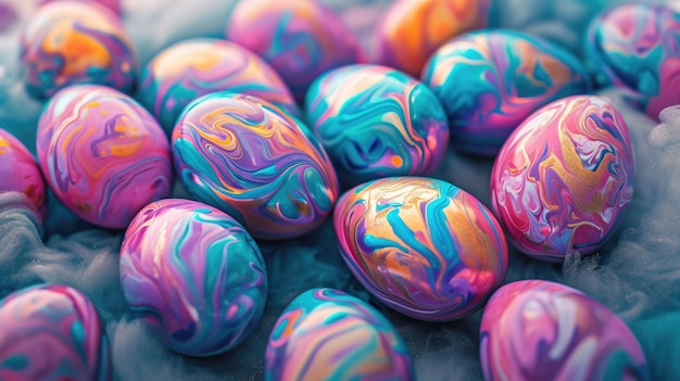 Photo psychedelic marbleized easter eggs