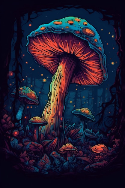 Psychedelic Mushroom Artwork Poster