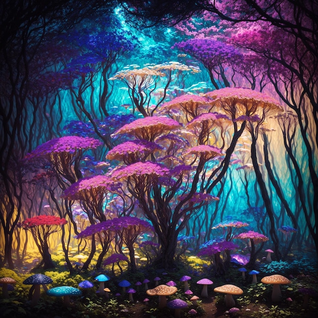 psychedelic mushrooms forest