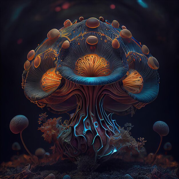 Photo psychedelic mushrooms illustrations