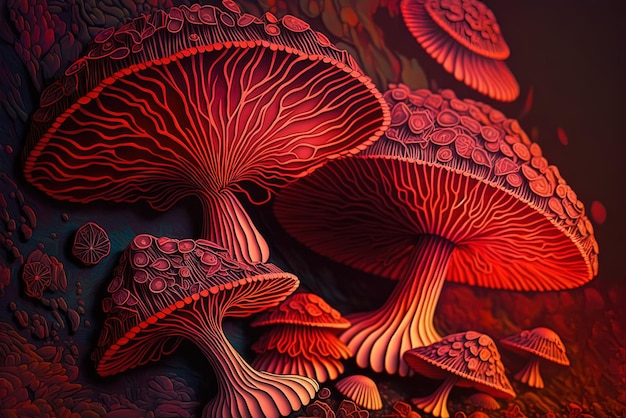 Psychedelic mushrooms that glow bright red under UV light Due of the changing surface