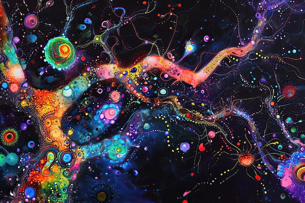 Фото Пакет текстур psychedelic neuro art яркие и сюрреалистические нейронные узоры
