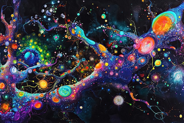 Фото Пакет текстур psychedelic neuro art яркие и сюрреалистические нейронные узоры