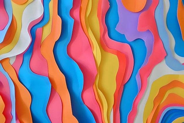 Psychedelic paper shapes in different color tones