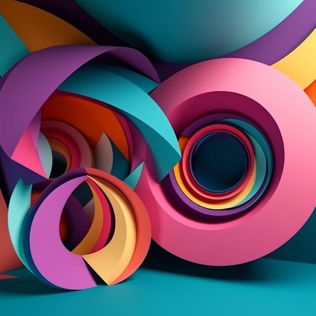 Psychedelic Paper Shapes with Copy Space