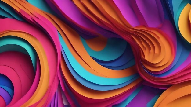 Psychedelic paper shapes with copy space