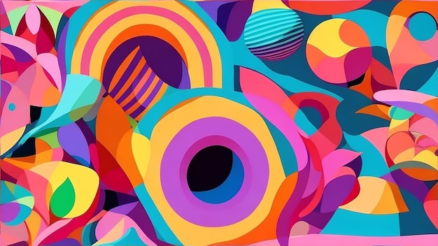 Psychedelic paper shapes with copy space