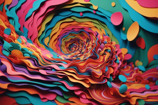 Psychedelic paper shapes with copy space