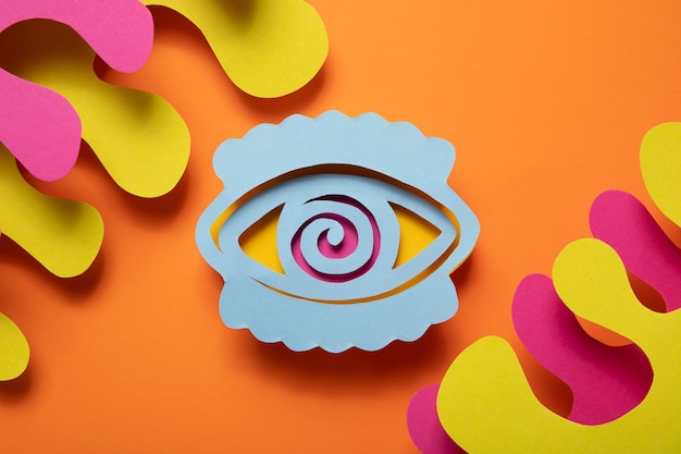 Psychedelic paper shapes with eye