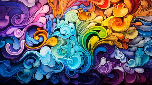 Photo psychedelic patterns swirling a background