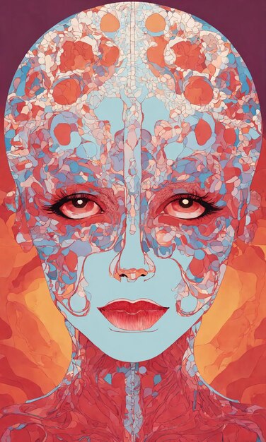 Psychedelic photo of a woman Abstract Illustration Vector illustration ai generative