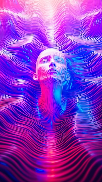 A Psychedelic Portrait Surrealism Unveiled Thin Lines and Neon Lights