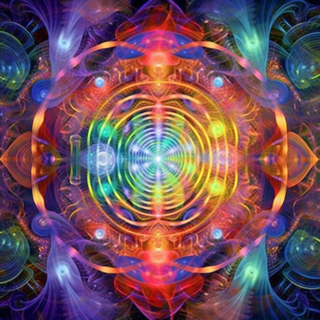 a psychedelic psychedelic image of a colorful spiral design generative ai