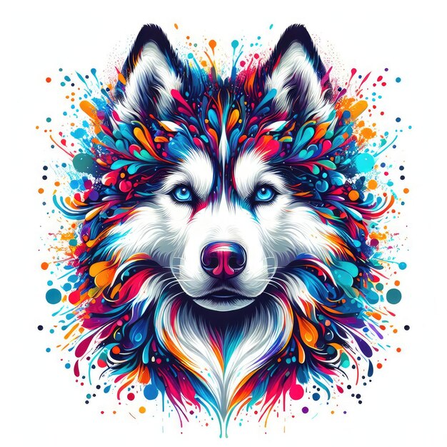 Photo psychedelic pup portraits vibrant splash artistry