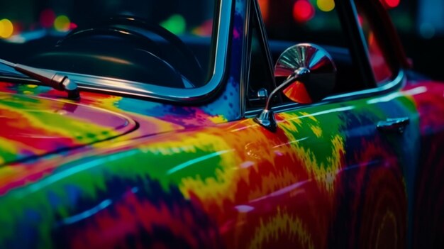 Foto turbinii arcobaleno psichedelici con hot rod vintage