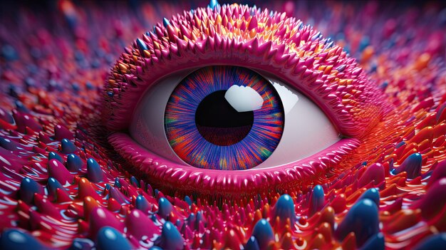 Photo psychedelic themed realistic colorful eye