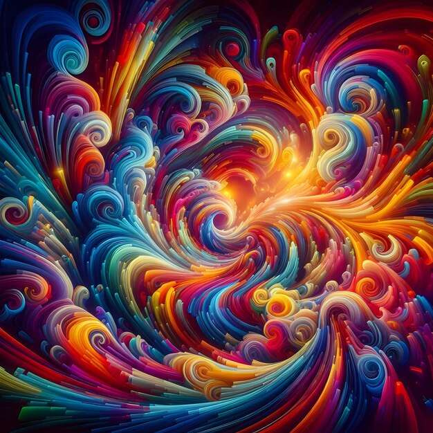 Photo psychedelic vortex showcasing abstract colorful shapes in a cosmic display