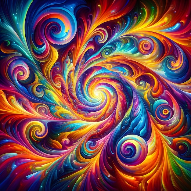 Photo psychedelic vortex showcasing abstract colorful shapes in a cosmic display