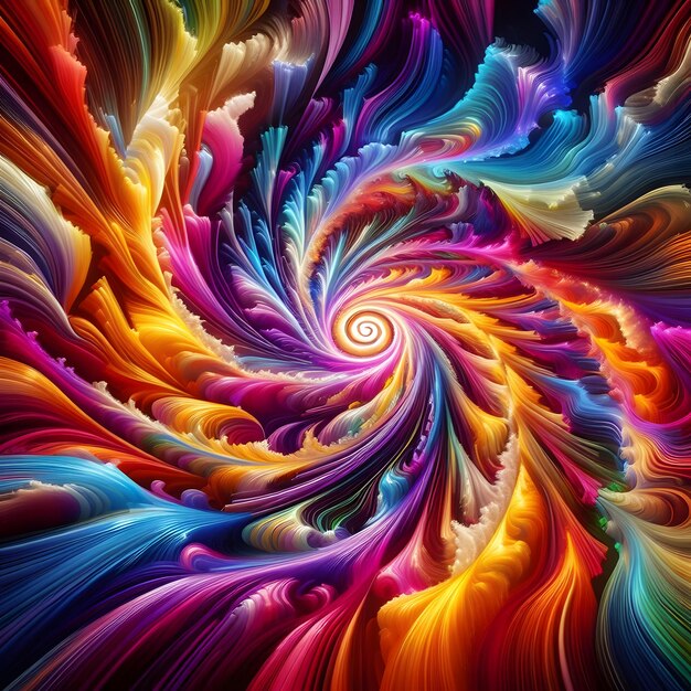 Психоделический вихрь демонстрирует абстрактные красочные формы на космическом дисплее