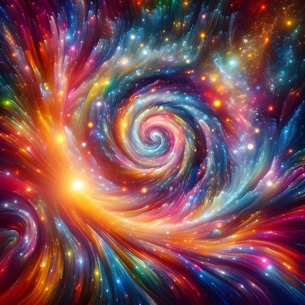 Psychedelic Vortex toont abstracte kleurrijke vormen in een kosmische weergave