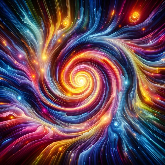 Psychedelic Vortex toont abstracte kleurrijke vormen in een kosmische weergave