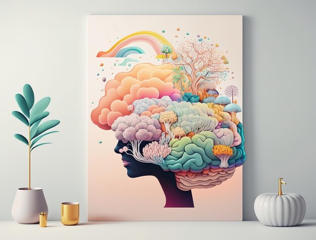 Psychedelics white background pastel colors illustrated modern