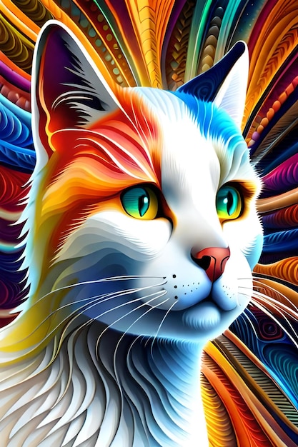 Psychedelische 3D-kunst van kat