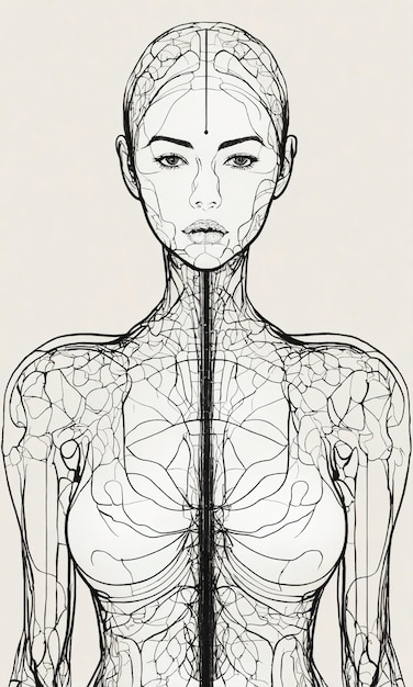 Psychedelische foto van een vrouw Abstracte illustratie Vector illustratie ai generatieve