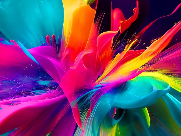 Psychedelische kleur explosie motion effects motion blur ultra heldere kleuren splash art 8K rasul