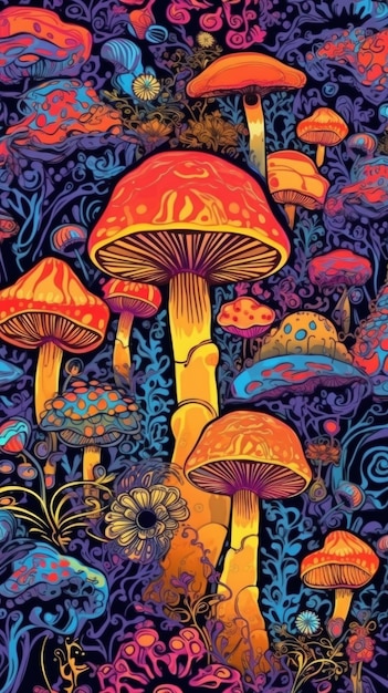 Psychedelische paddenstoel in het bos