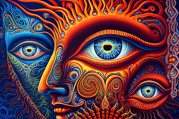 Psychedelische trip DMT-effect Een prachtig helder beeld Een heldere poster Generatieve AI