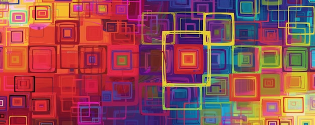 Psychedelische vierkante patronen in levendige kleuren