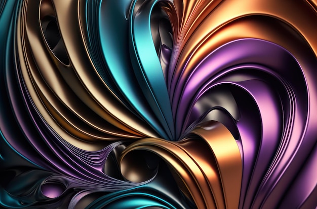 Psychic waves bold metallic color tone abstract background