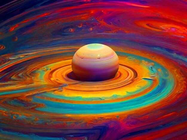 Photo psychodelic storm in saturn