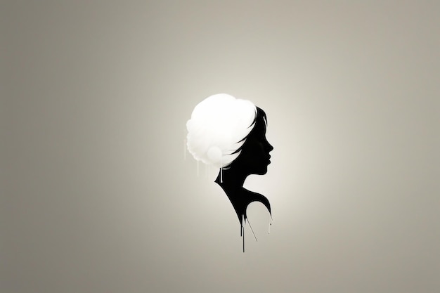 Photo psychology concept sunrise and woman silhouette