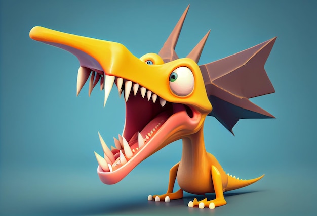 Pterodactyl dinosaur cartoon character Generate Ai