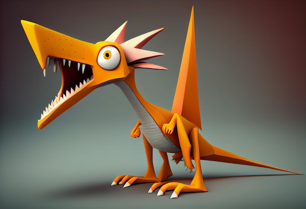 Pterodactyl dinosaur cartoon character Generate Ai