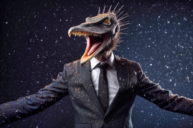 A pterodactyl dressed in a mans business suit Generative AI