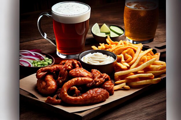 Pub appetizers such as chicken wings food