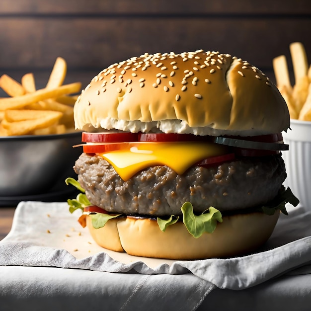 A pub food classic burger and fries