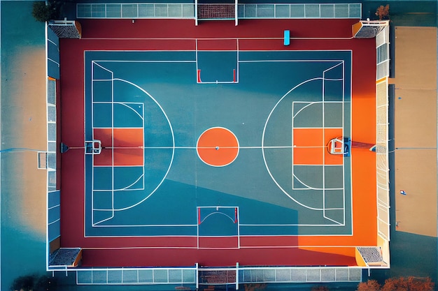 Public Basketball court Tops down aerial image