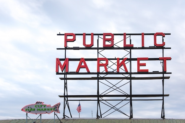 Public Market sign at Pike market Seattle