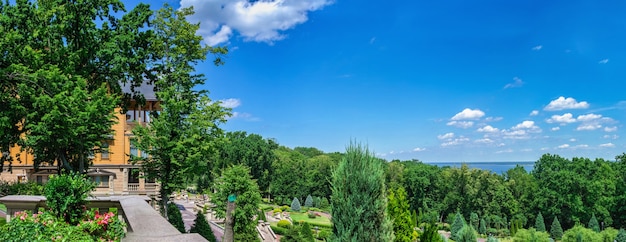 晴れた夏の日に、ウクライナ、キエフのメスィヒリャー邸にあるホンカ家の近くの公園