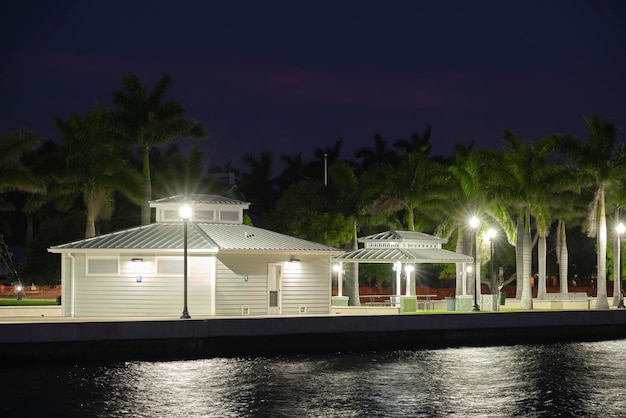 Public restrooms on Harborwalk at Gilchrist Park in Punta Gorda Florida