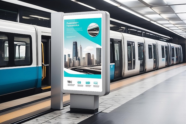 Public Transportation Digital Panel Mockup with Blank White Space for promotional content